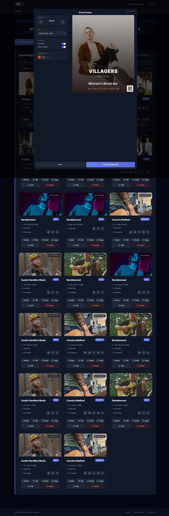 OnTonite poster template style 1