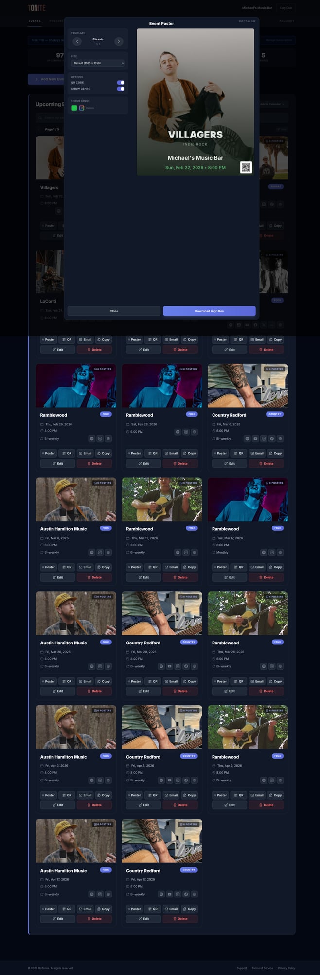 OnTonite poster template style 2