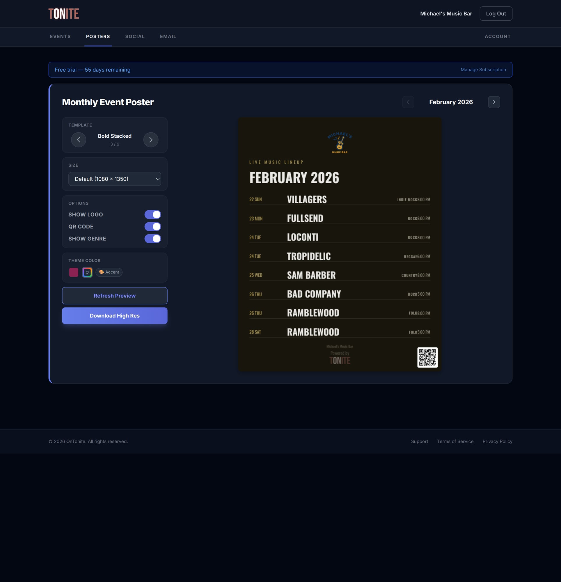 OnTonite poster template style 3