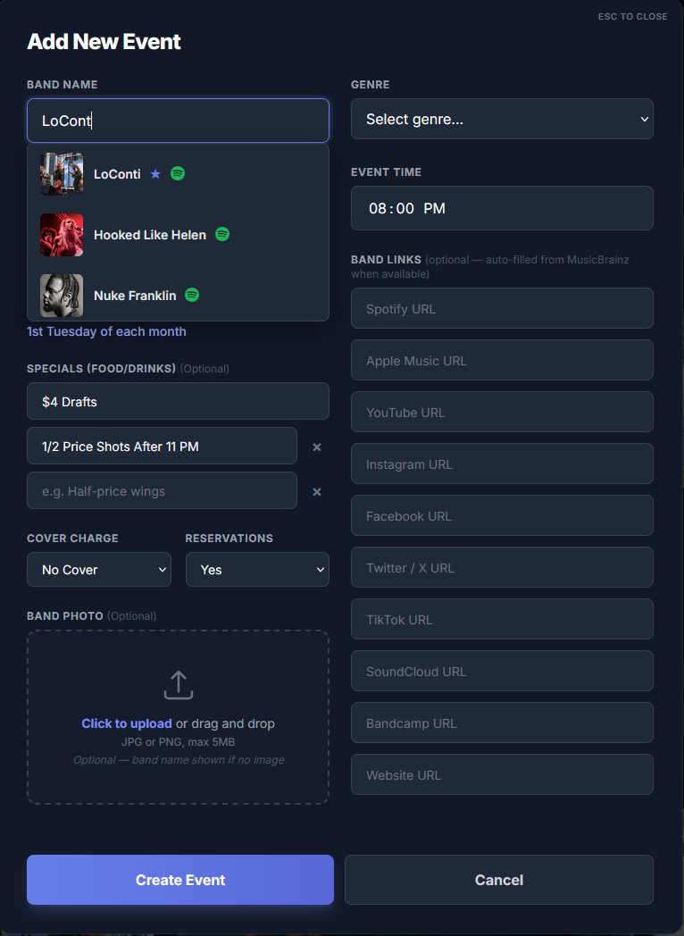 OnTonite — Add Your Event