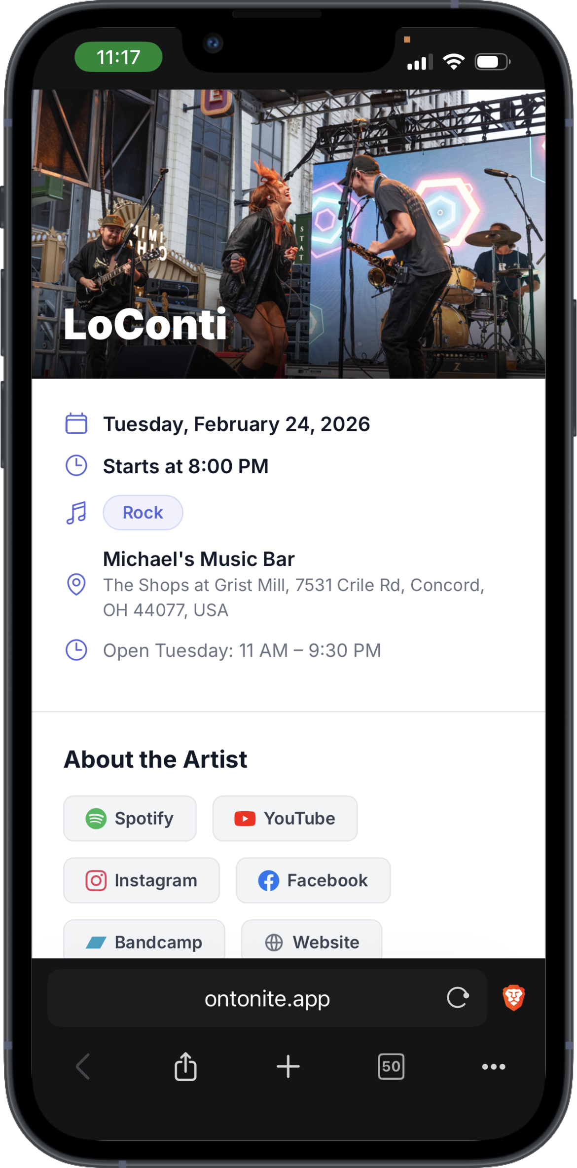 QR Event Page — Mobile View