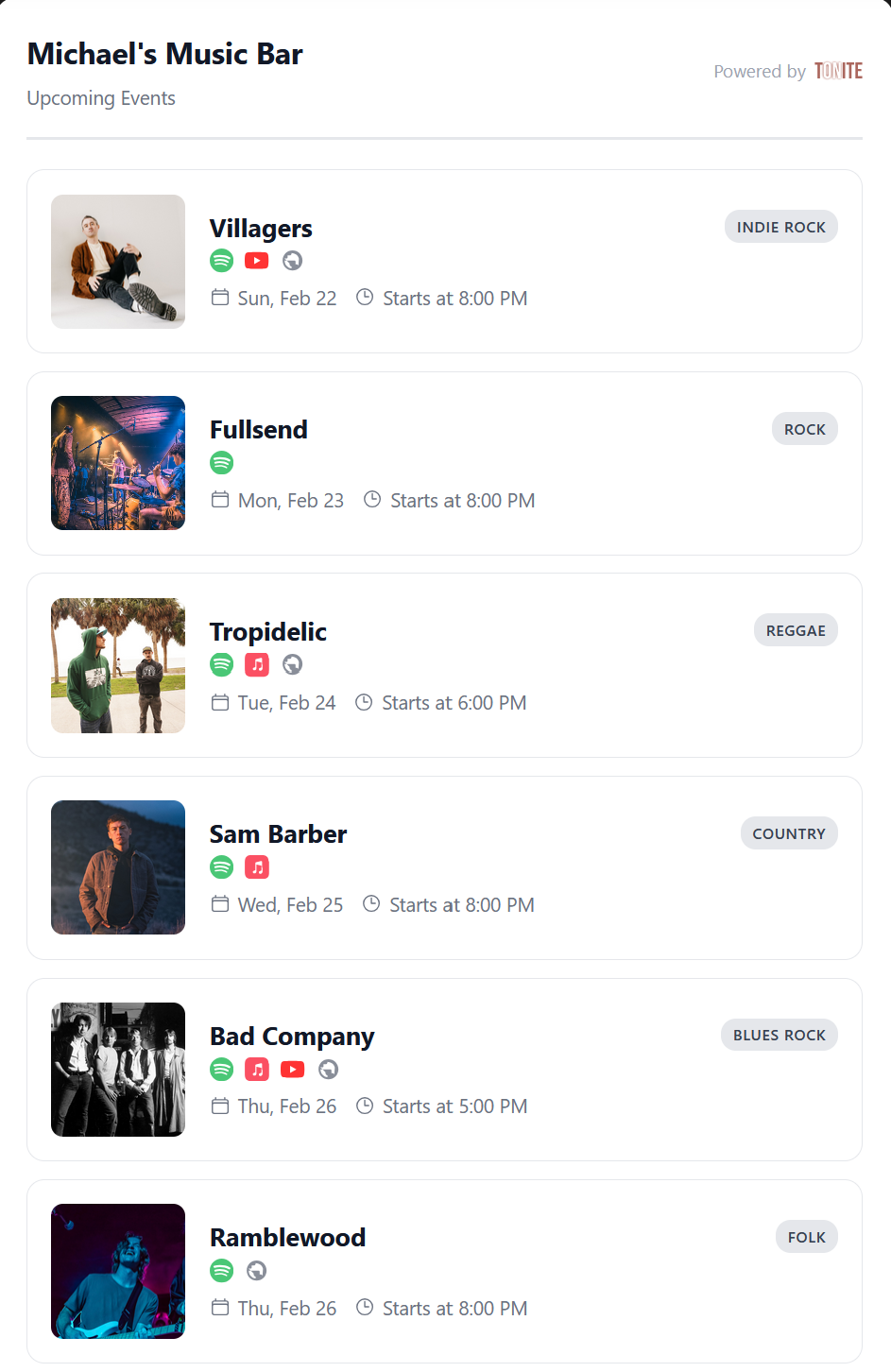 OnTonite — Website Widget